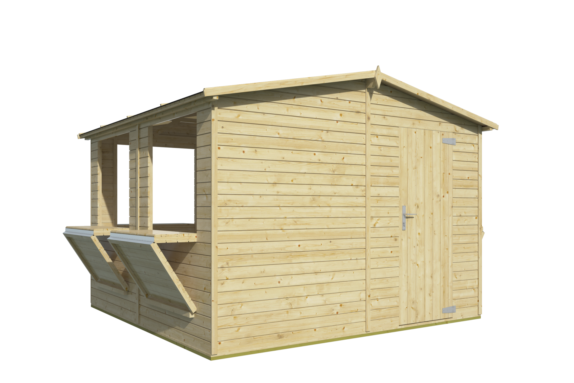 Houten kiosk Moose 303x294 cm &ndash; compacte kiosk met punt dak