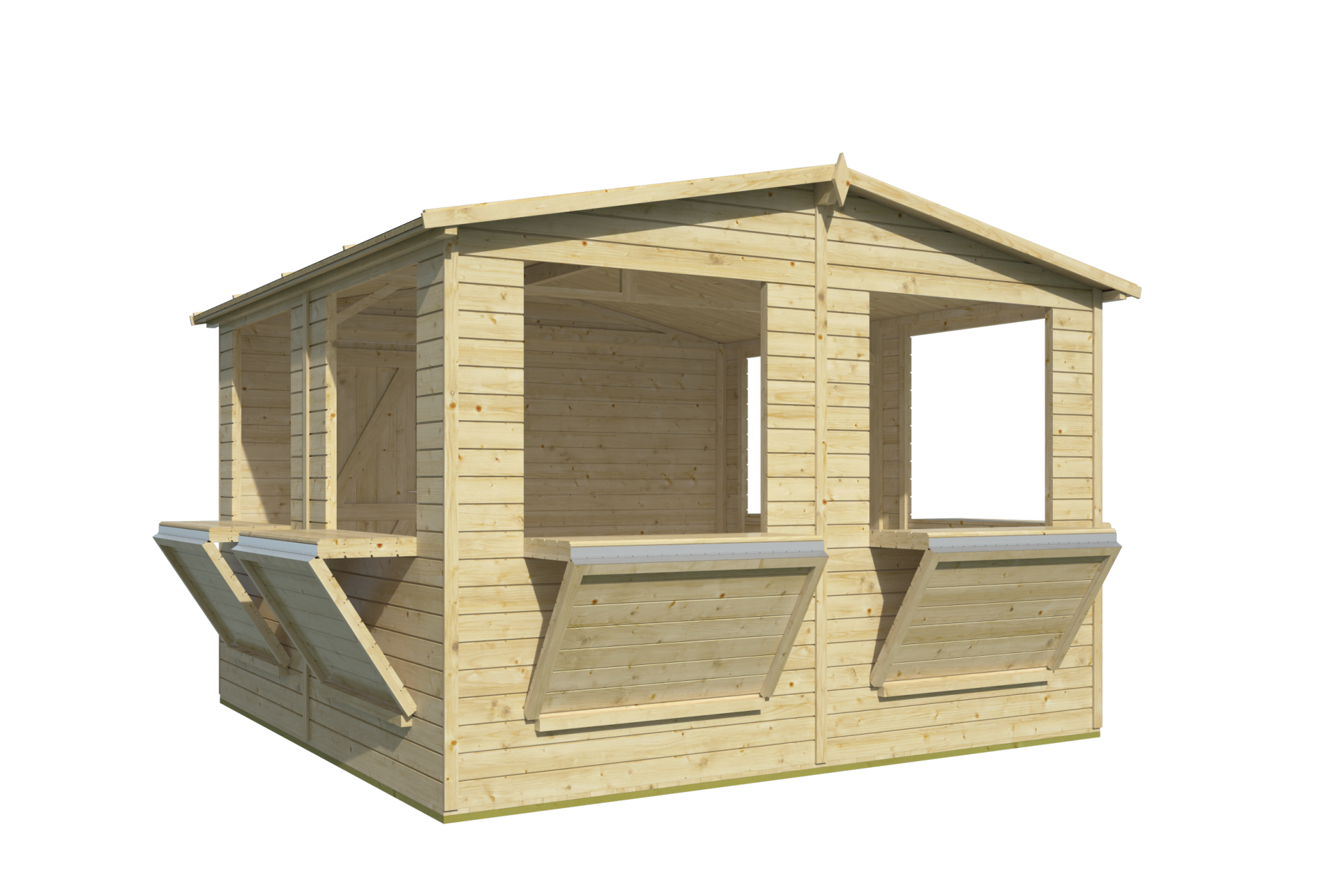 Houten kiosk Moose 303x294 cm &ndash; compacte kiosk met punt dak