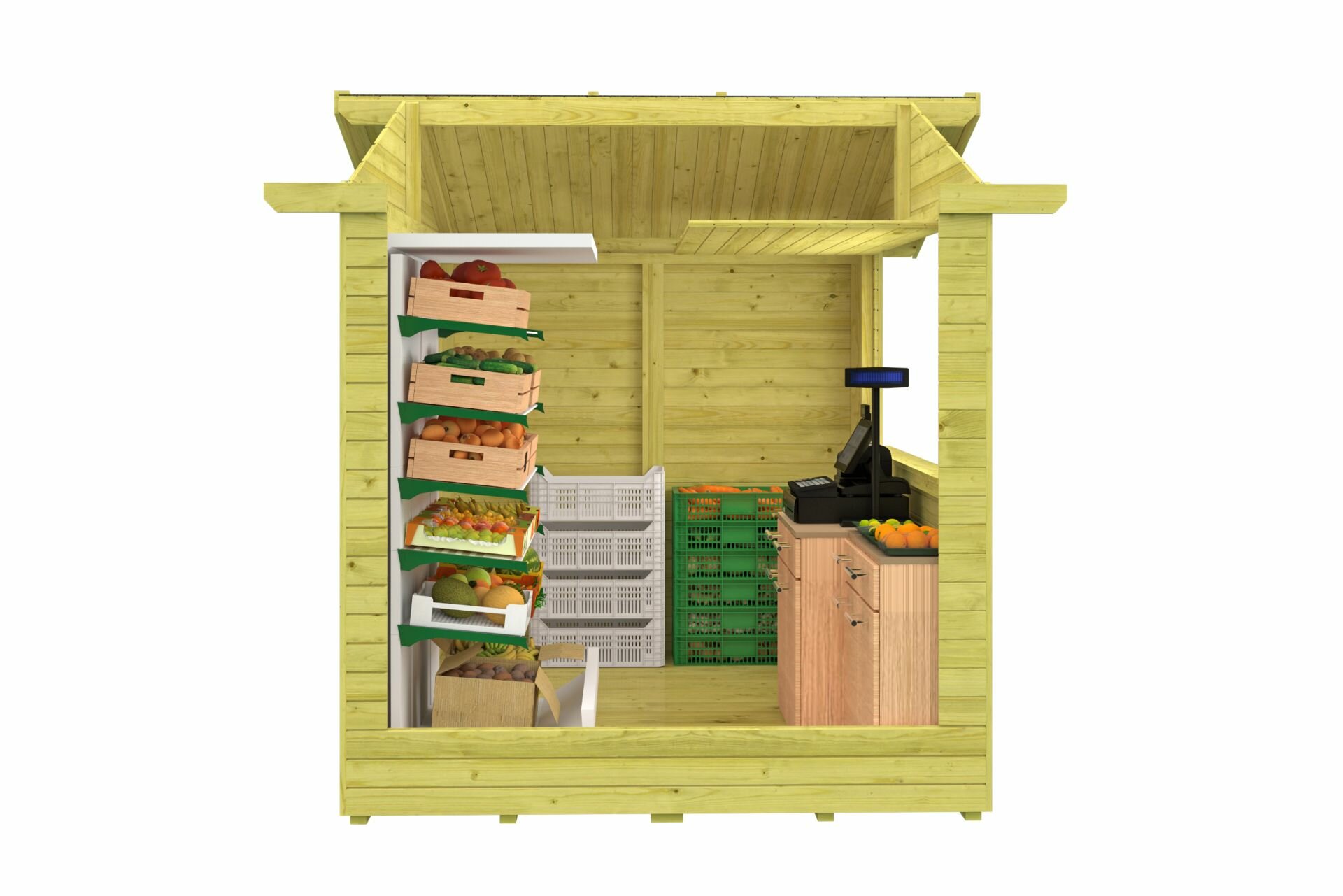 Houten verkoopkraam Dancer 299x197 cm &ndash; kiosk van ge&iuml;mpregneerd hout