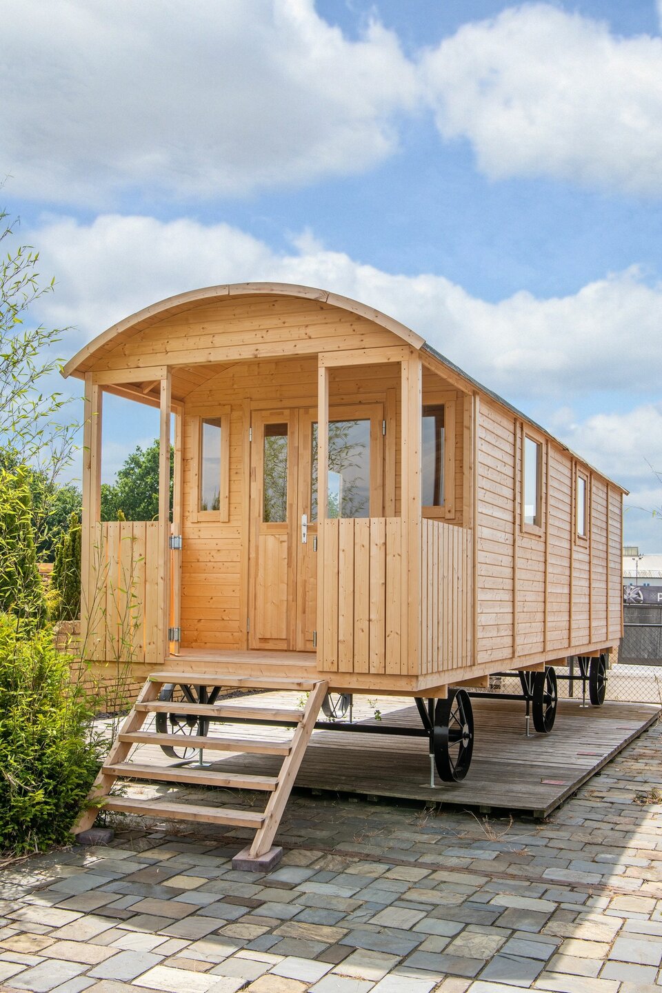 Pipowagen 840 x 240 met veranda - Zigeunerwagen Jimmy 