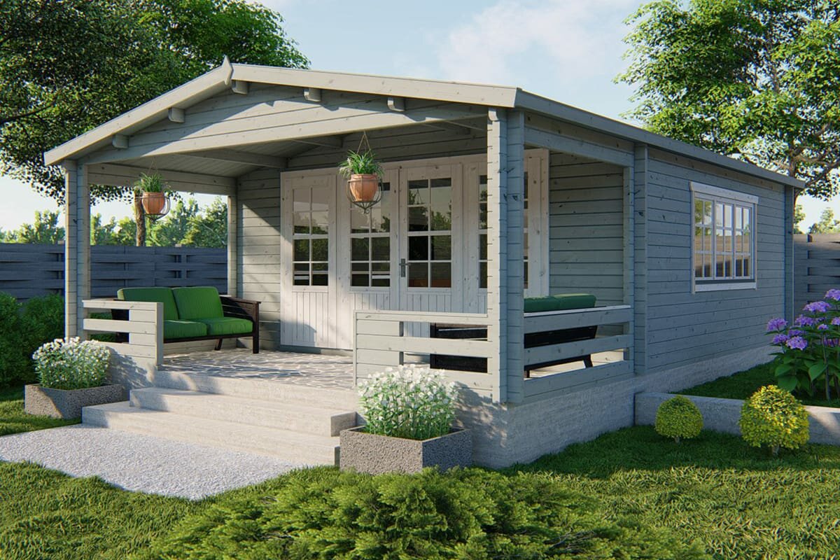 Blokhut Wigan zilvergrijs