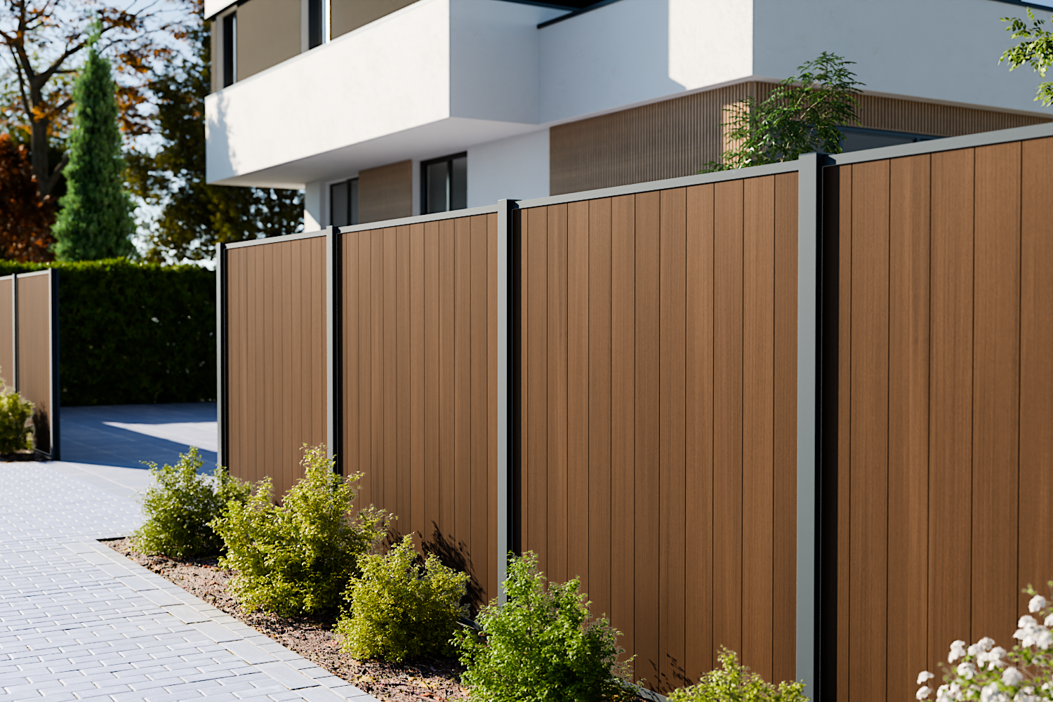 Composietscherm Boston Premium, Teak