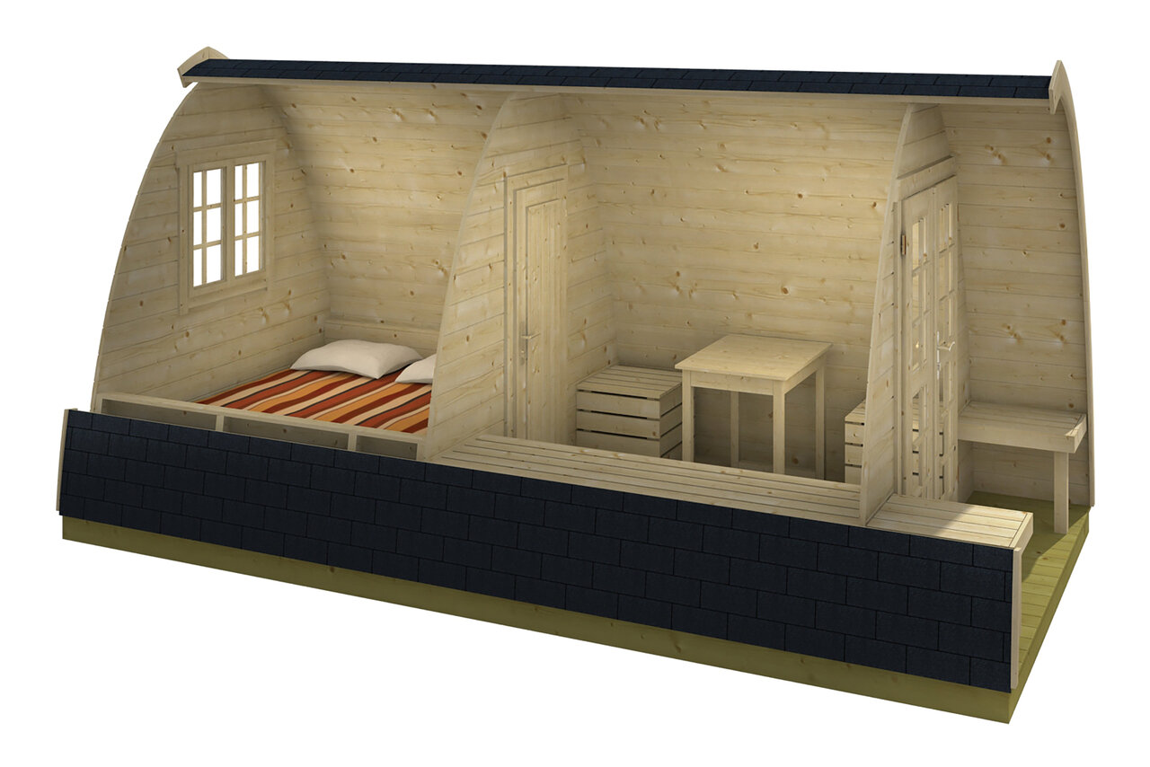 Camping Pod Double 240 x 480 cm - Vakantie chalet / Tuinhuis / Kantoor 