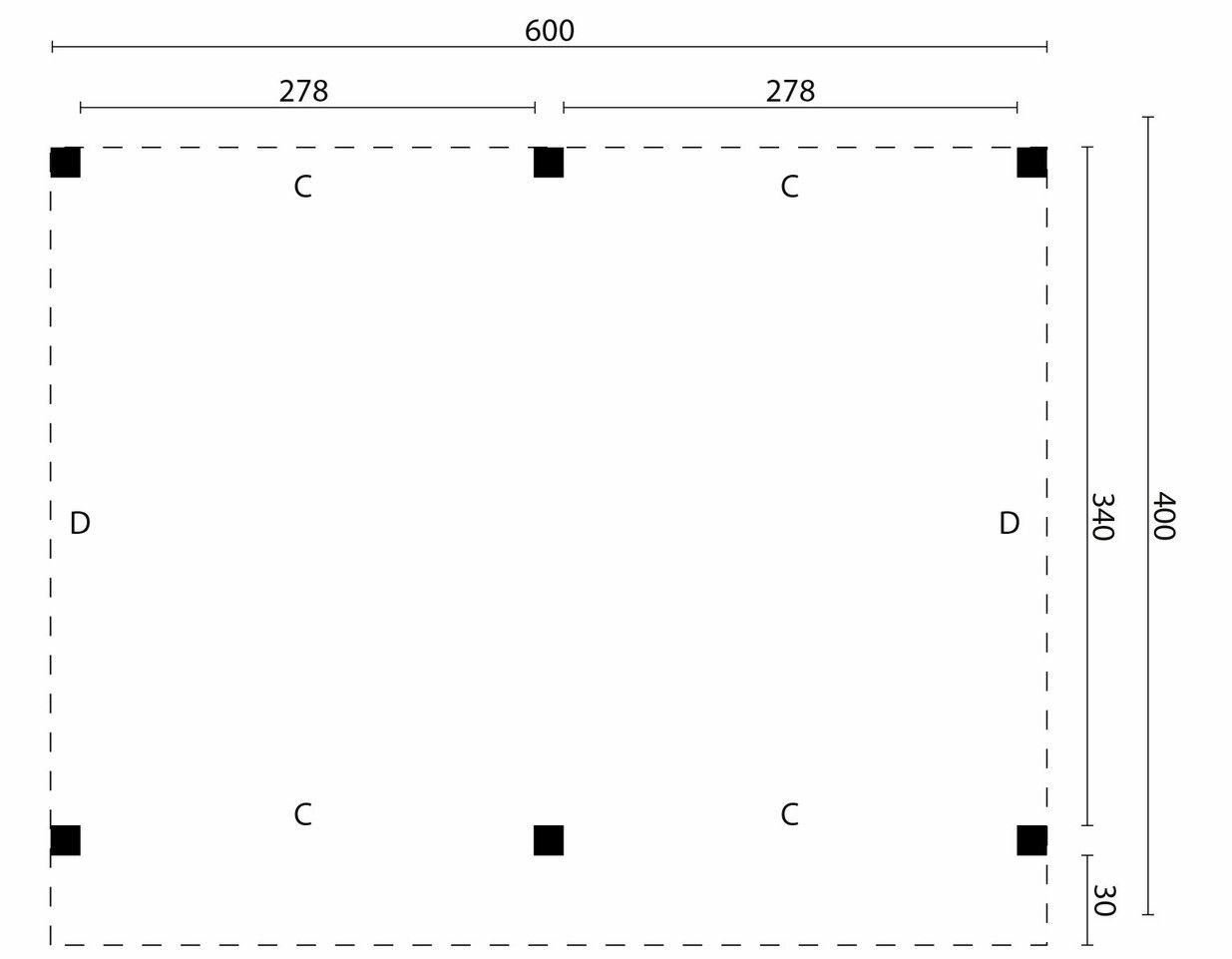 Overkapping Rijssen Douglas 600 x 400 cm - Zwart Ge&iuml;mpregneerd