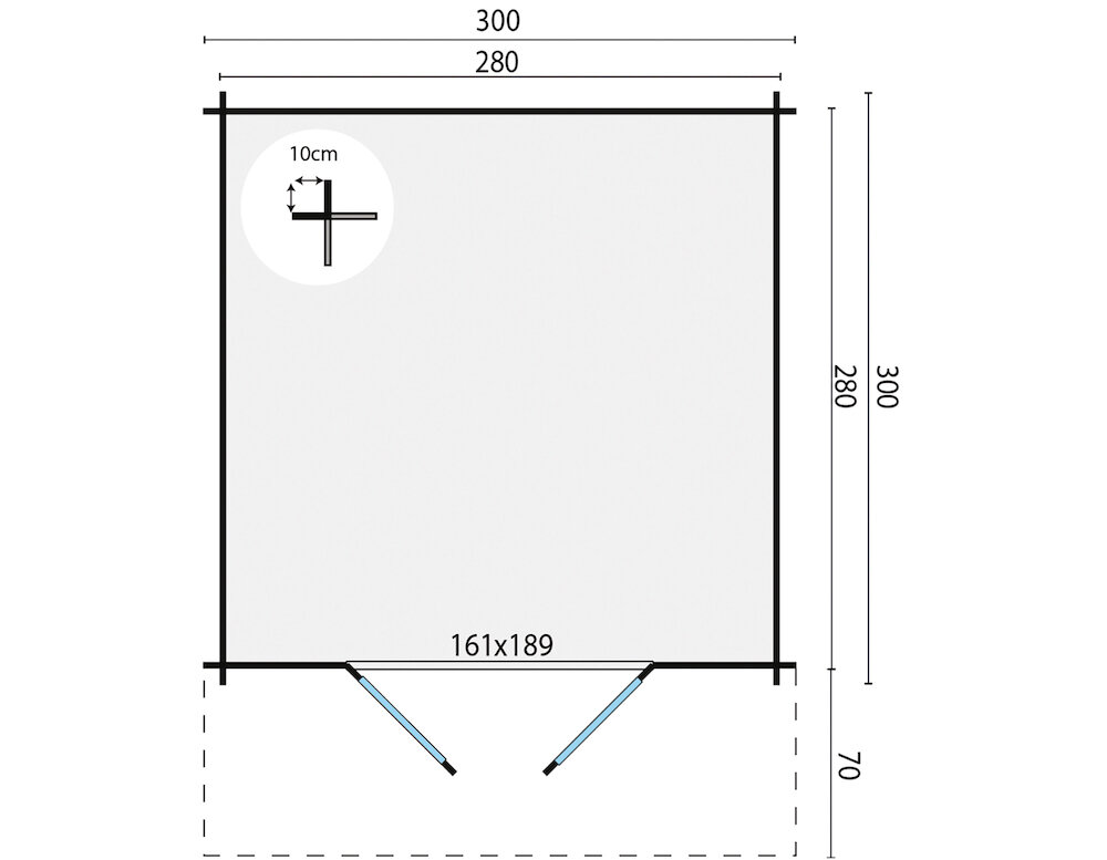 Blokhut Albacete maatvoering