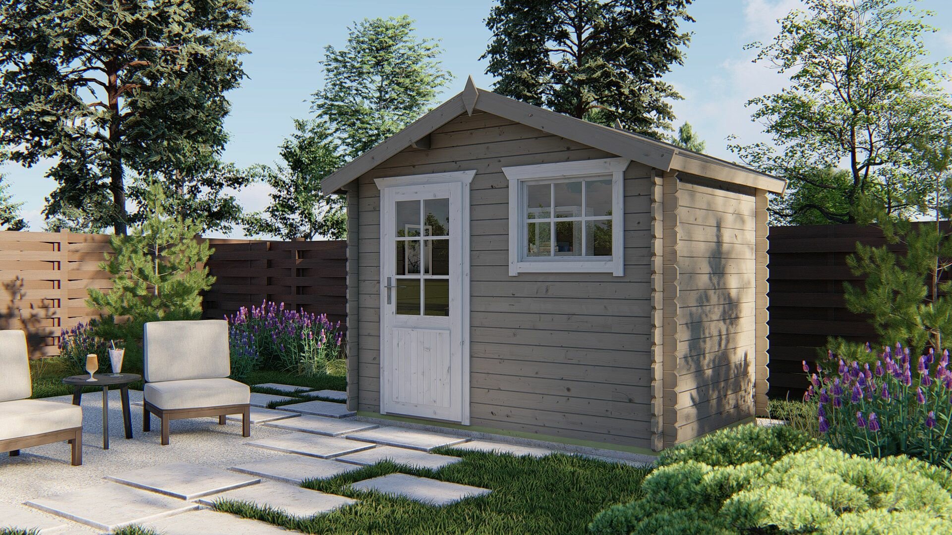 Blokhut Sten zilvergrijs