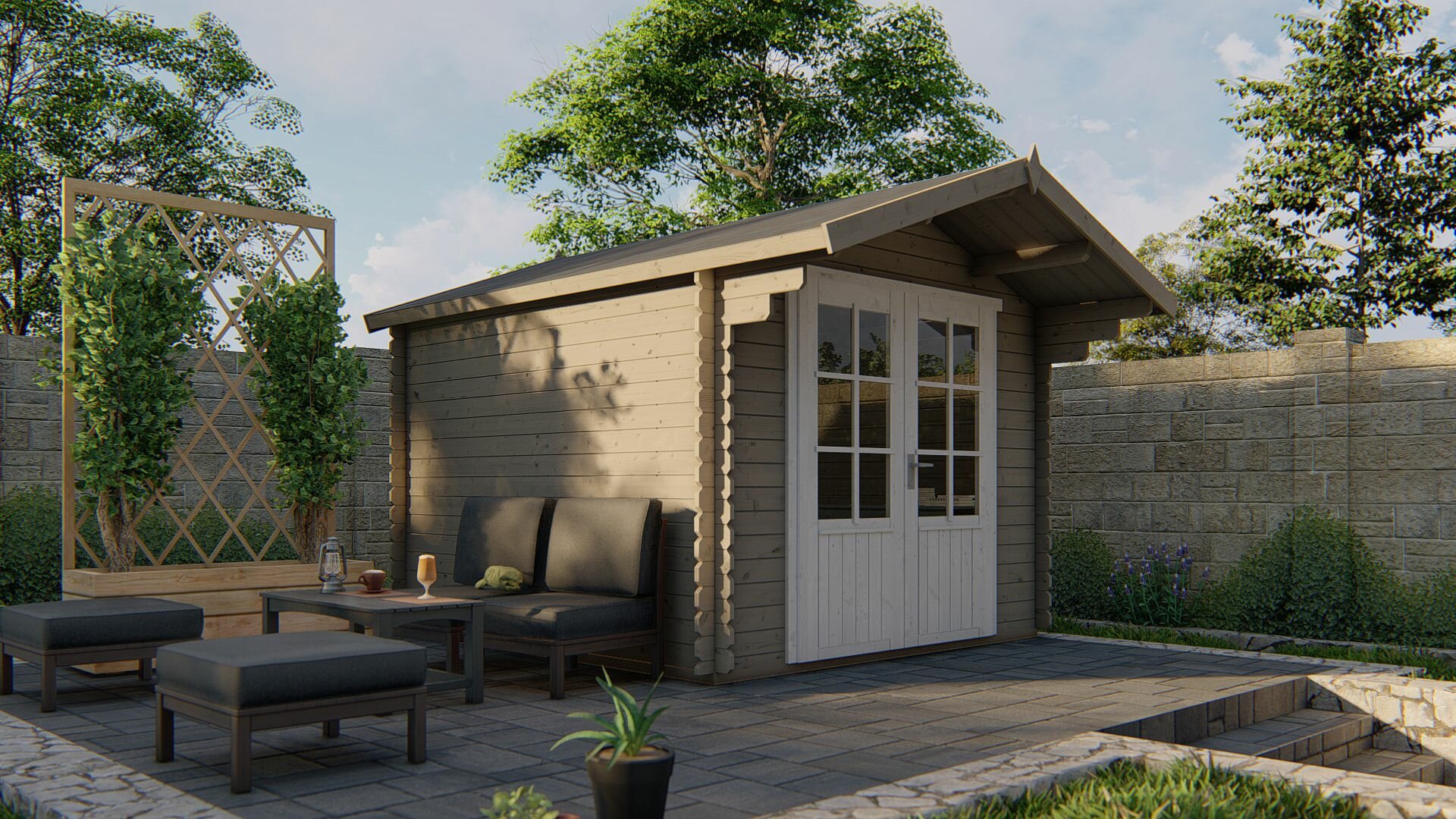 Blokhut Perlund bruin