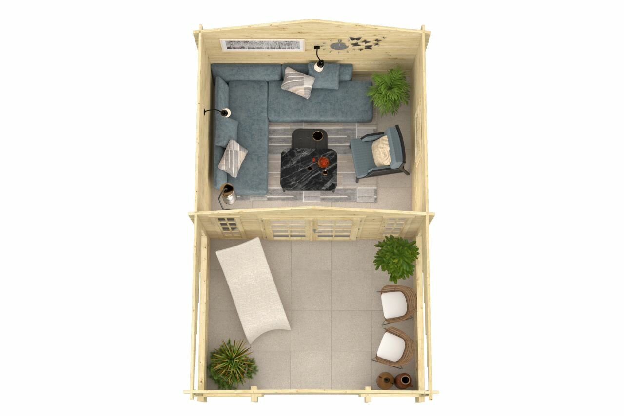 Blokhut Sanstrov bovenaanzicht