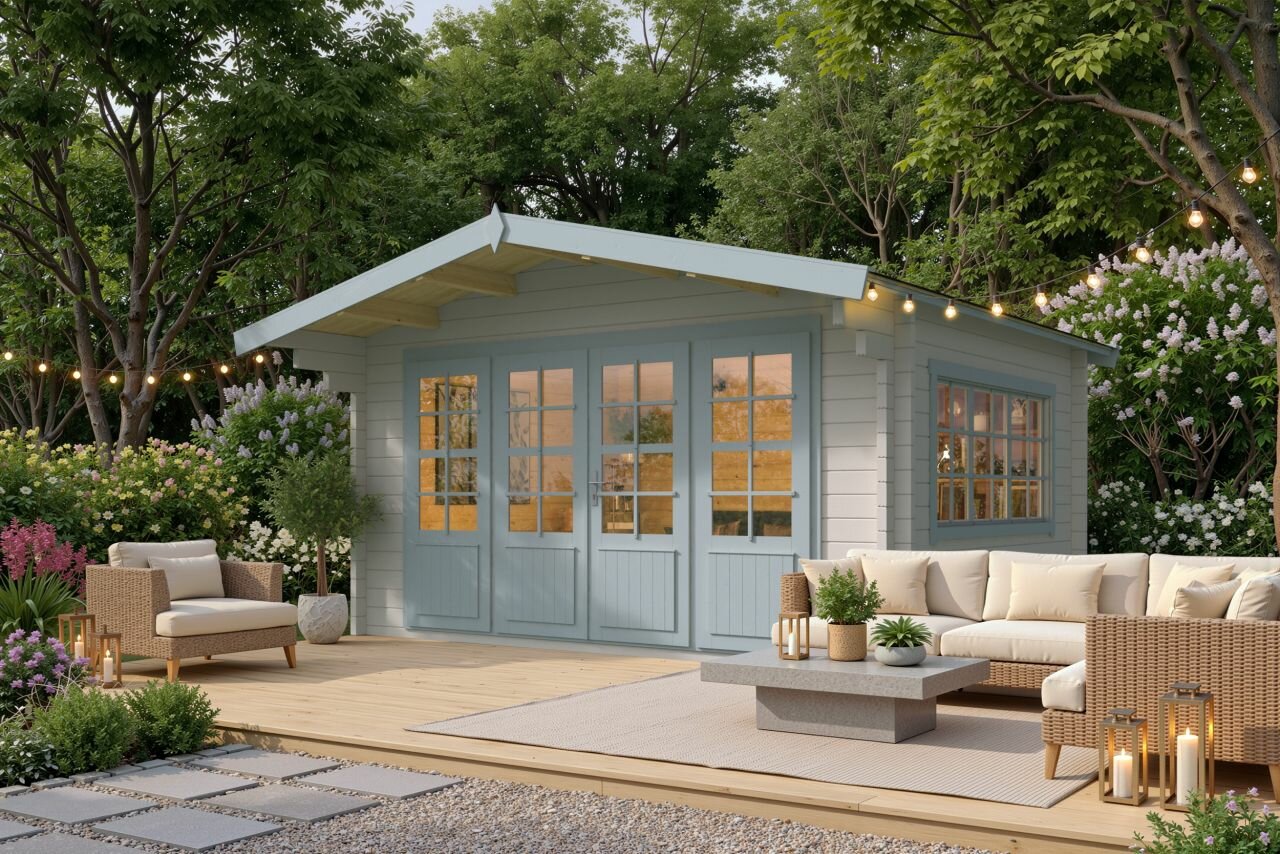 Blokhut Blackpool zilvergrijs