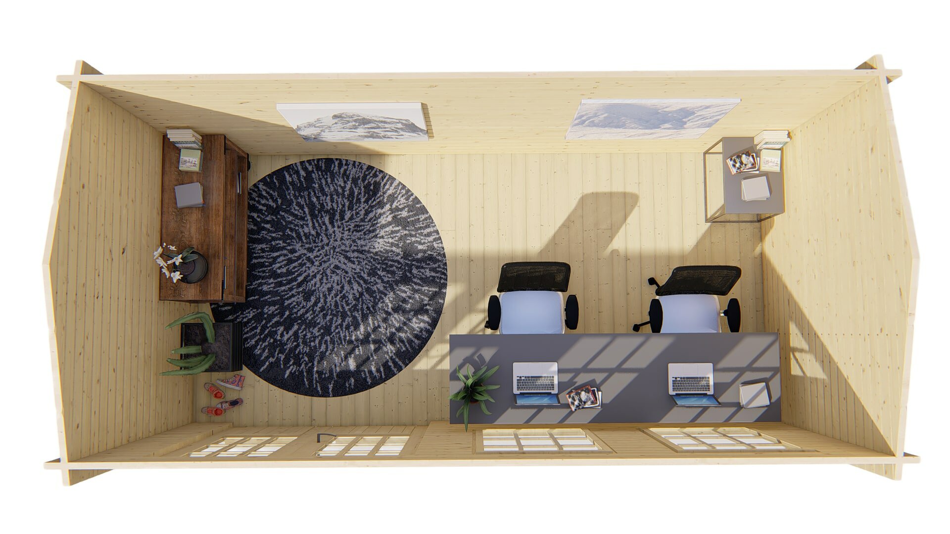 Blokhut Justine bovenaanzicht