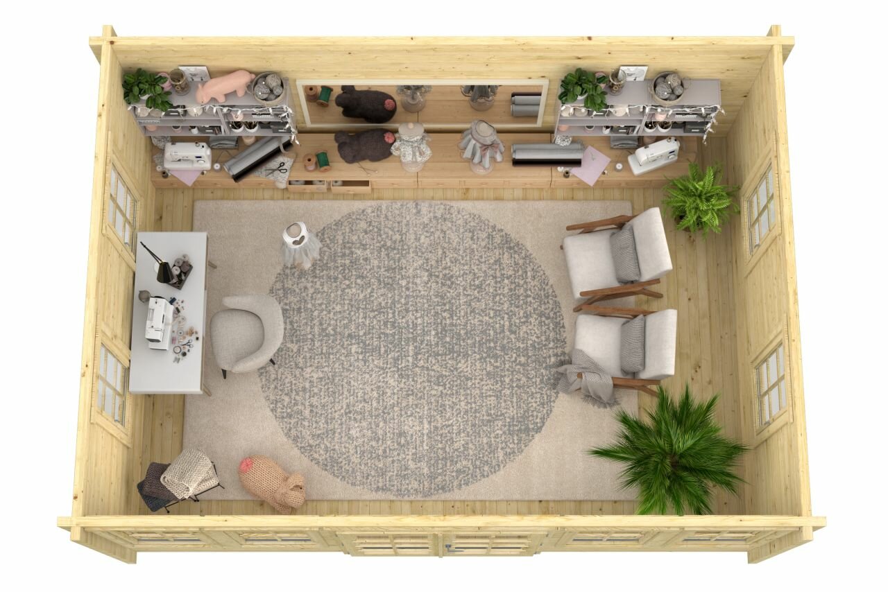 Blokhut Clockhouse Trevor bovenaanzicht