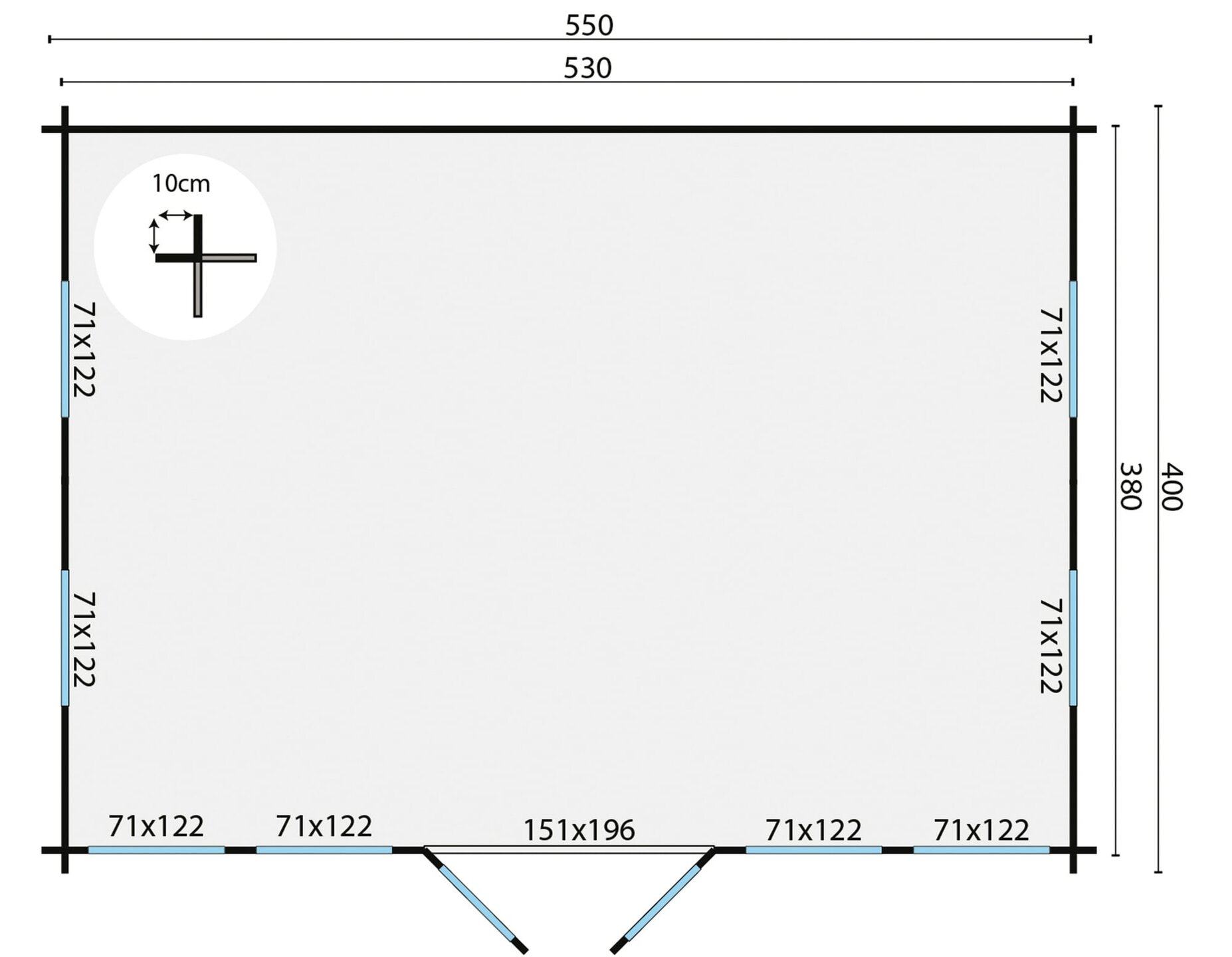 Blokhut Clockhouse Trevor maatvoering