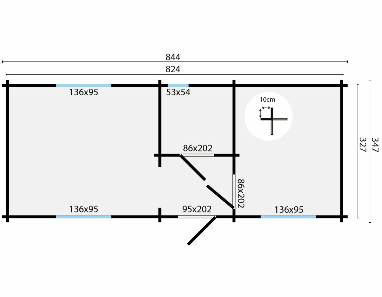 Blokhut Ava maatvoering