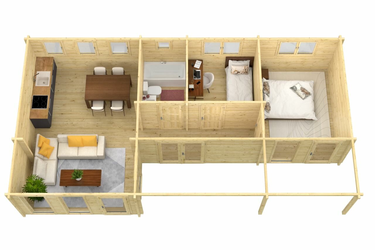 Blokhut Letterkenny bovenaanzicht