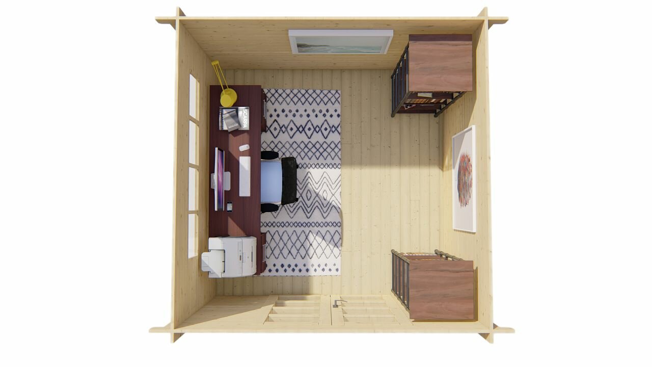 Blokhut Bodine bovenaanzicht