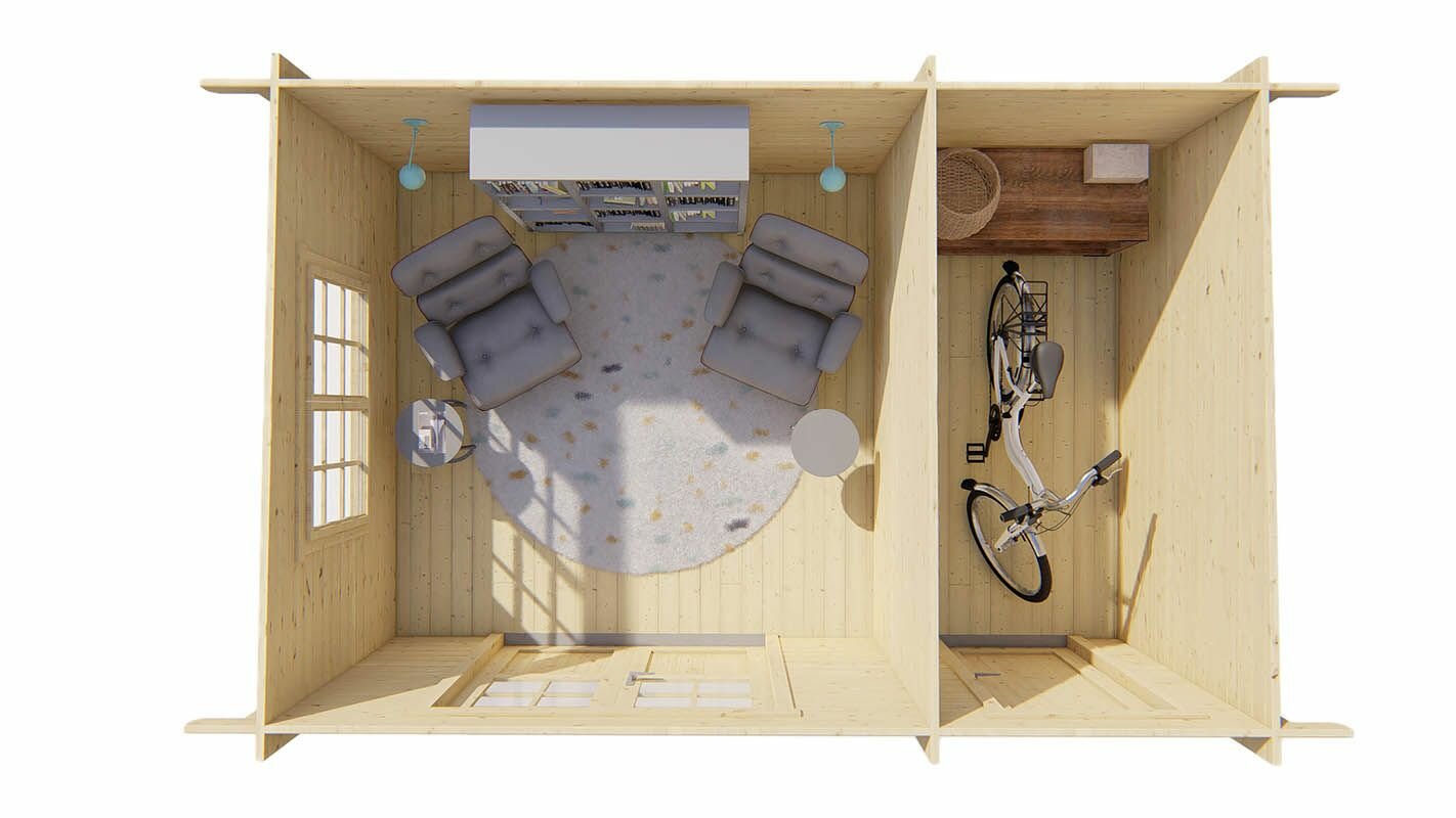 Blokhut Santander bovenaanzicht