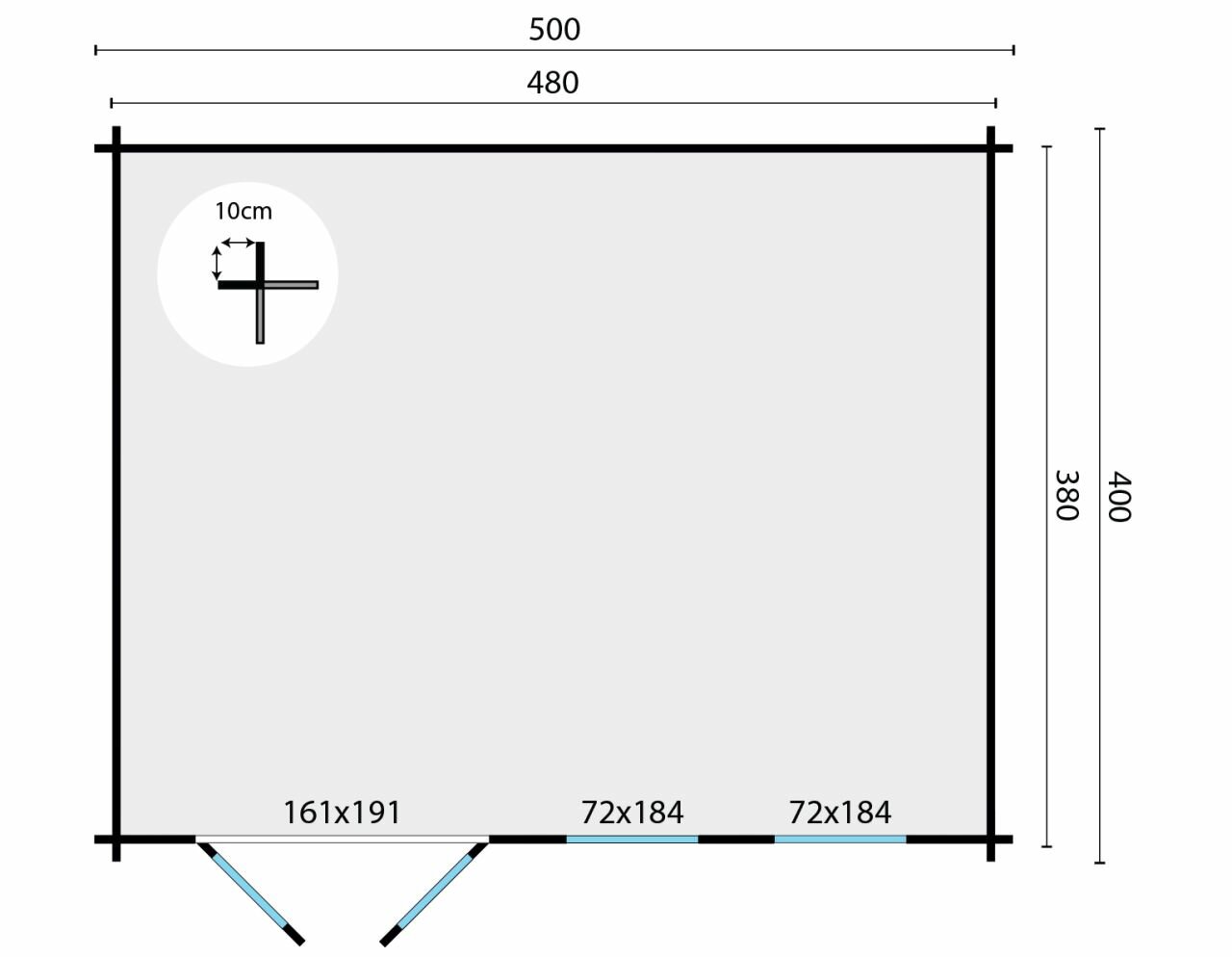 Blokhut Annabel maatvoering