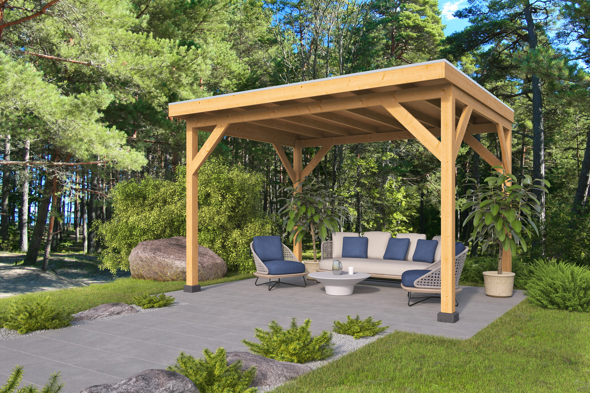 Overkapping Zoutelande Red Class Wood 400 x 330 cm