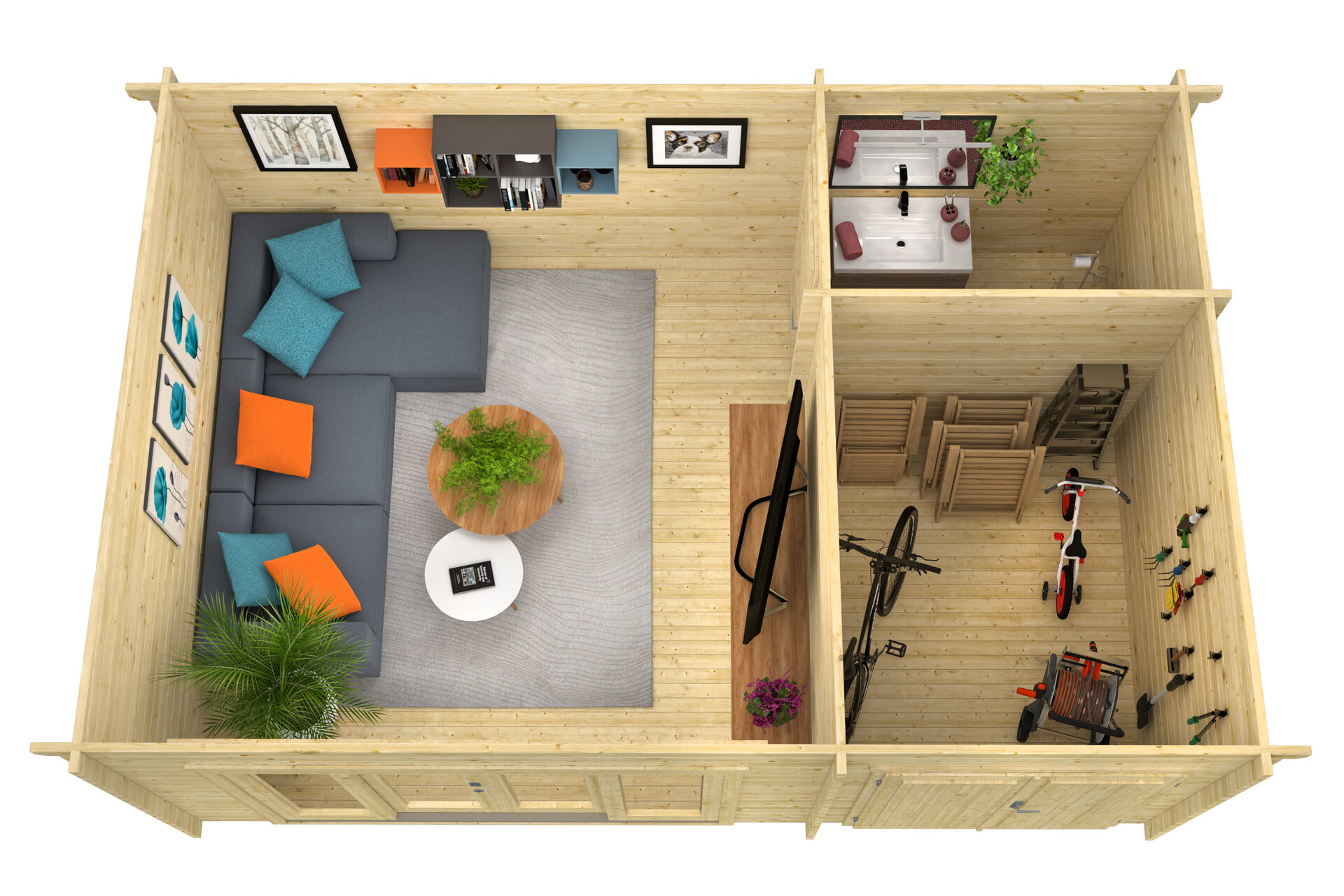 Blokhut Meg bovenaanzicht