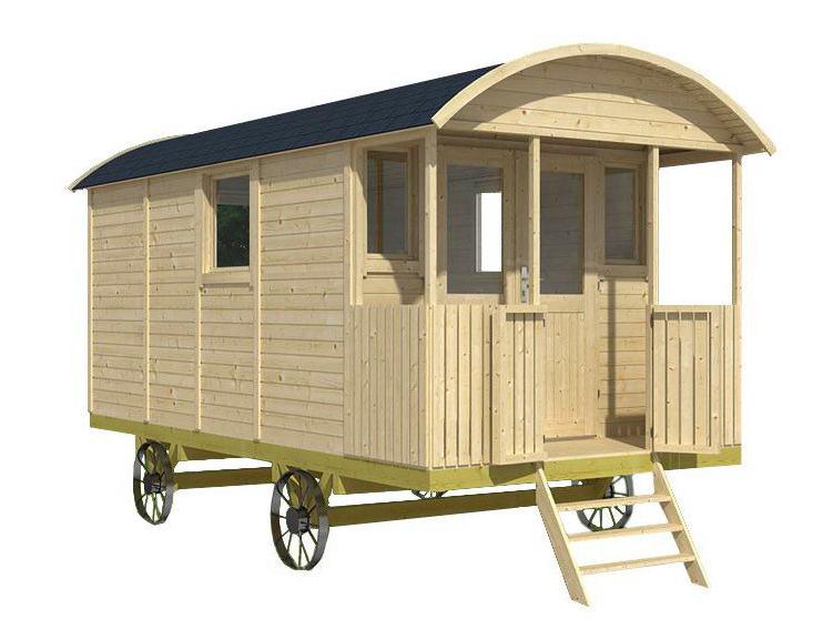 Pipowagen 480 x 240 cm met veranda - Zigeunerwagen Paddy