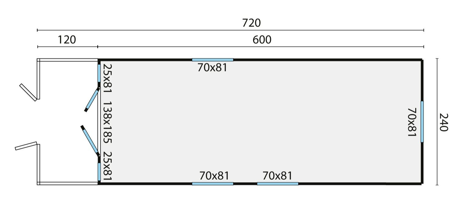 Pipowagen 720 x 240 cm met veranda - Zigeunerwagen Kathleen 