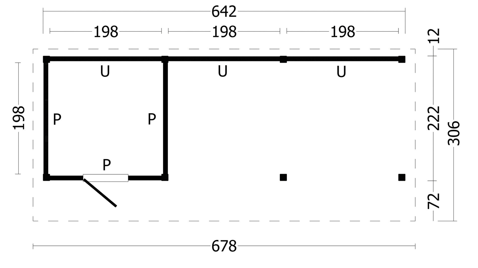 Kapschuur Bergen L, type 7 - 678 x 318 cm - Blank Douglas