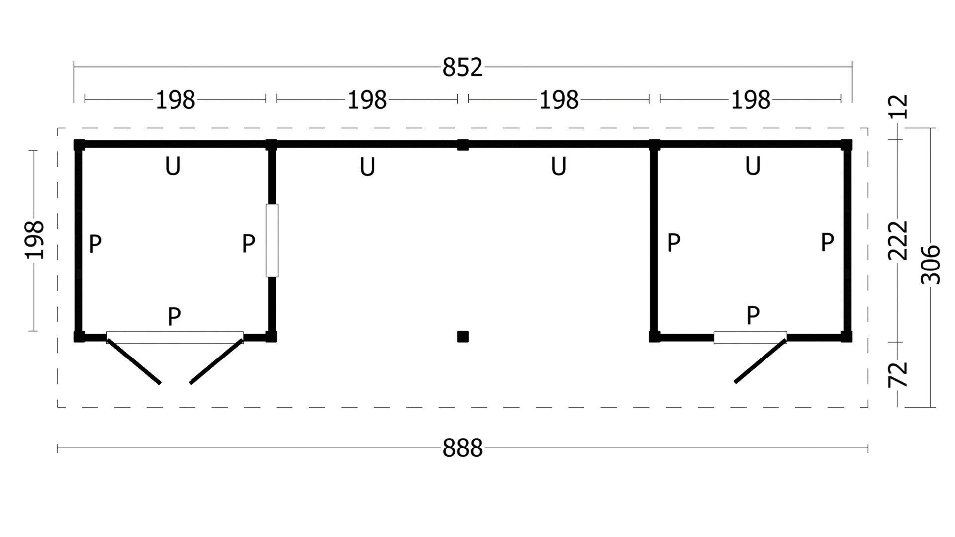 Kapschuur Bergen L, type 12 - 880 x 318 cm - Blank Douglas