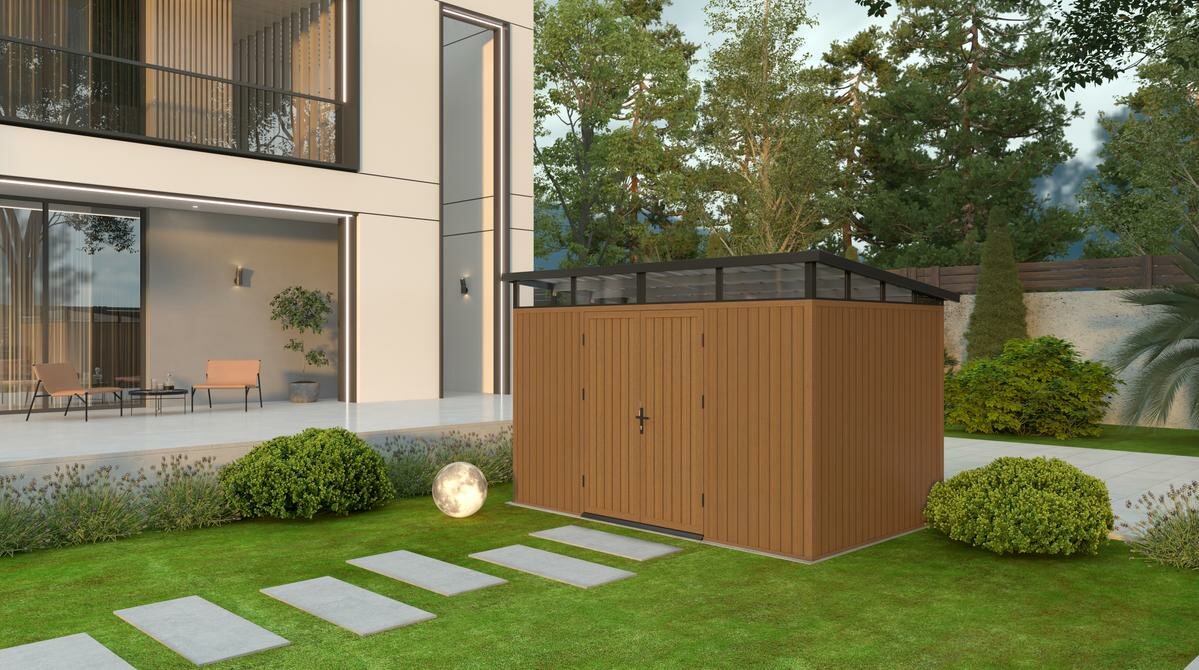 NewTechWood berging met dubbele deur 344 x 210 cm Teak
