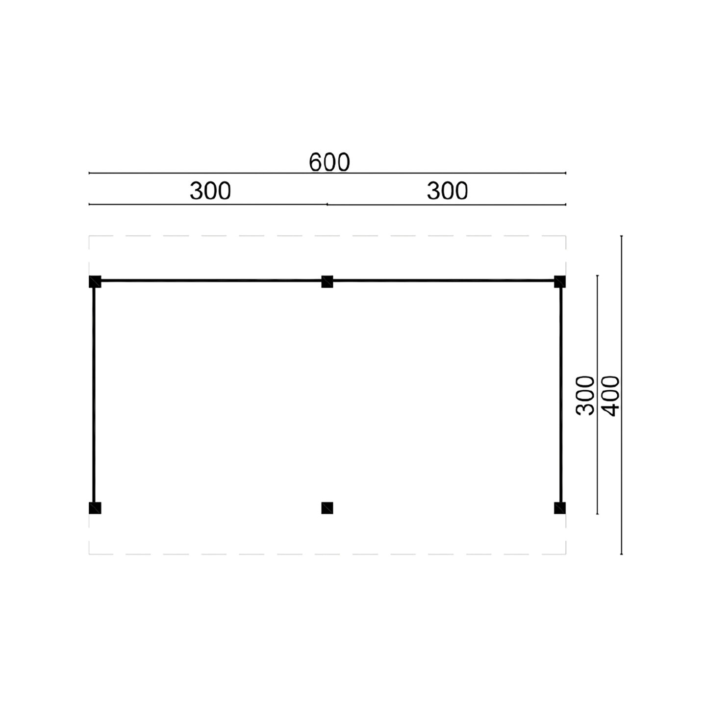 Overkapping Dalfsen Douglas 600 x 400 cm - Zwarte wanden