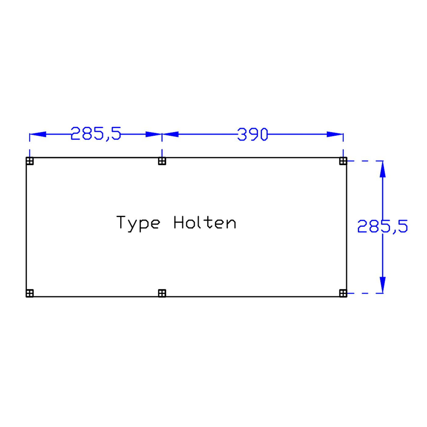 Overkapping Holten Douglas 740 x 350 cm - Blanke wanden