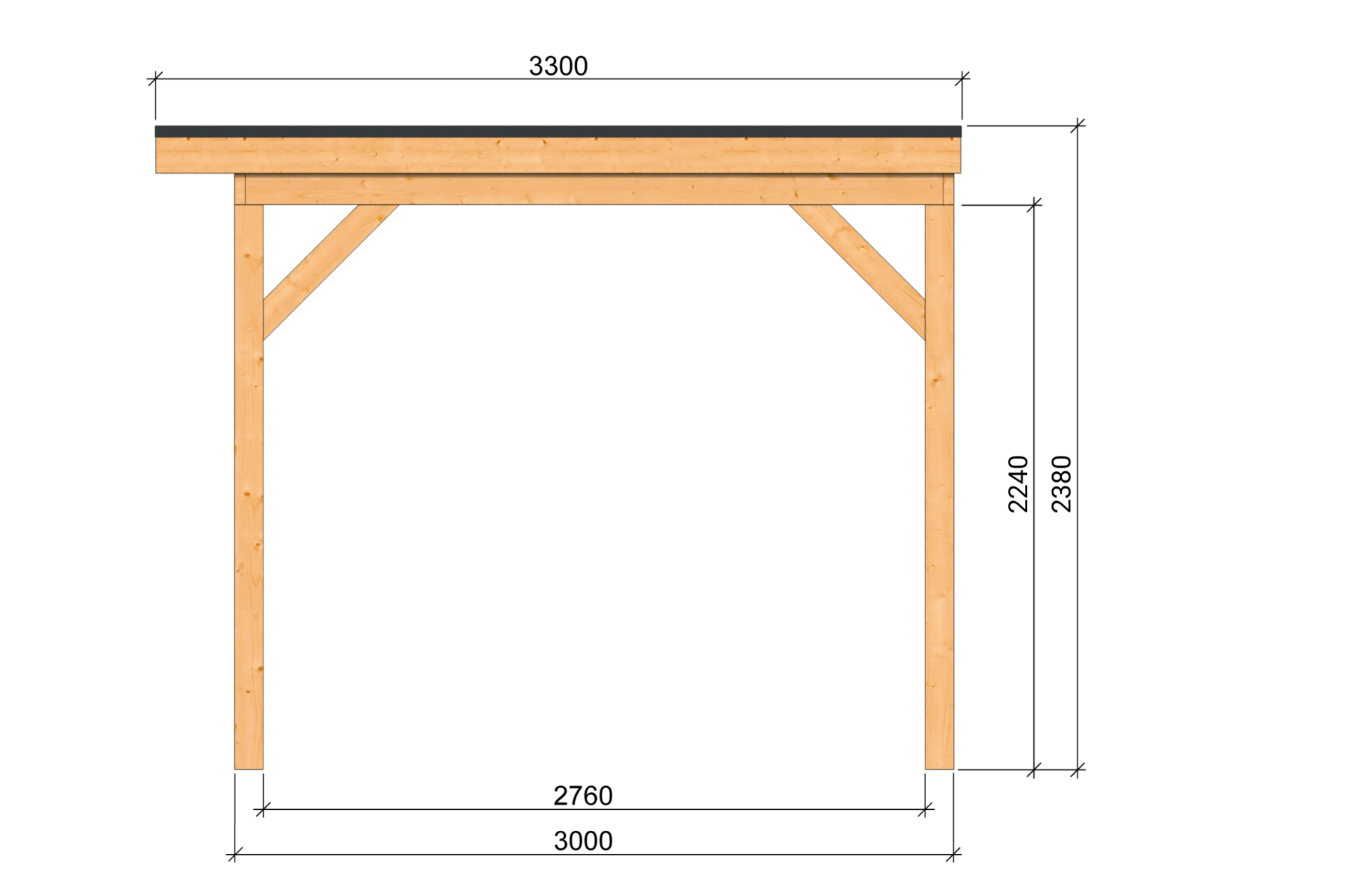 Overkapping Zoutelande Red Class Wood 500 x 333 cm - DHZ plat dak