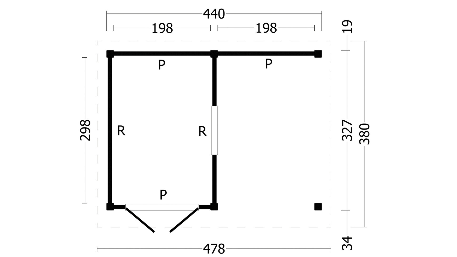 Overkapping Oslo L type 4 Douglas 470 x 371 cm - Blanke wanden incl. EPDM