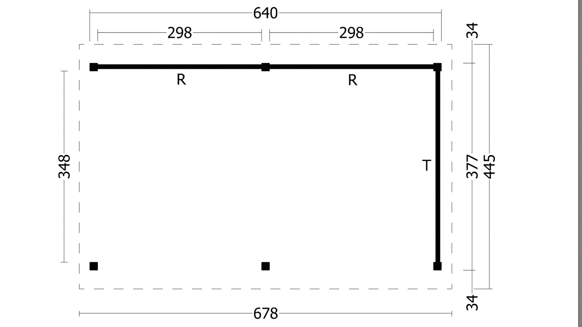 Overkapping Hamar XL type 2 Douglas 675 x 445 cm - Zwarte wanden