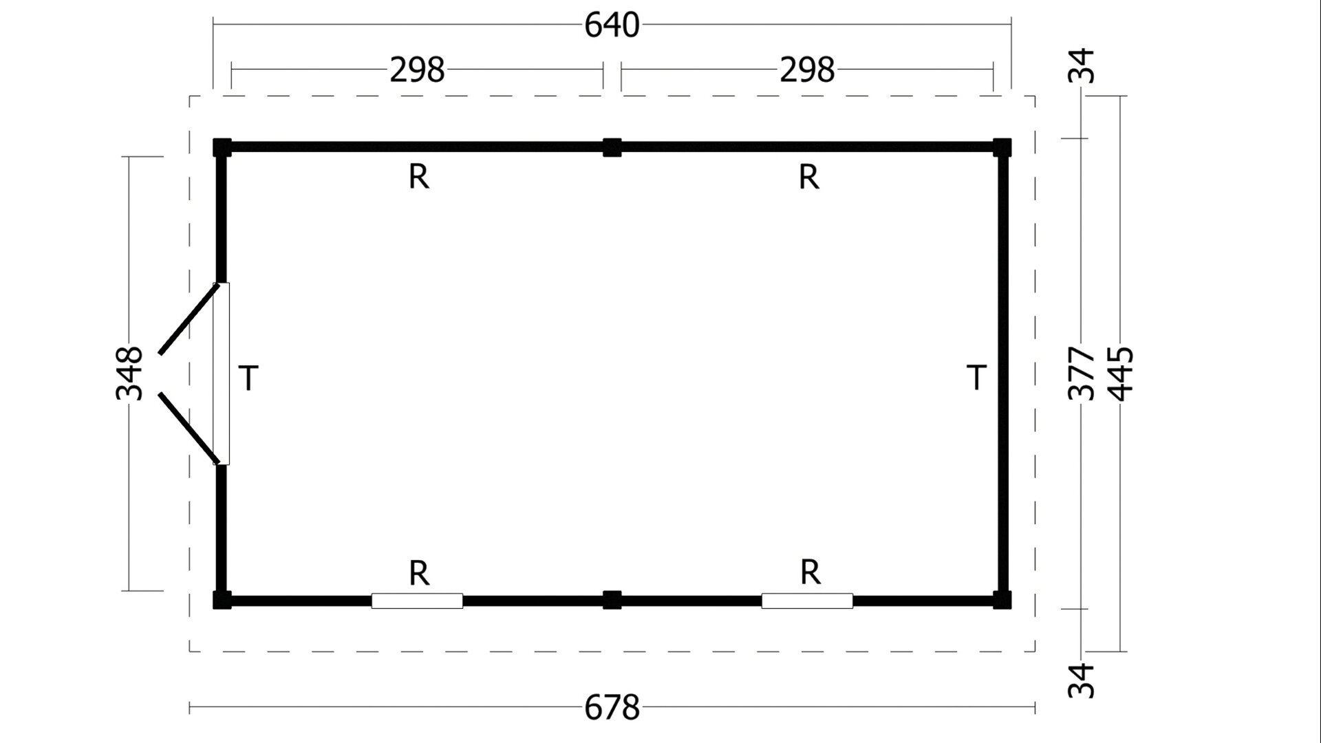 Overkapping Hamar XL type 4 Douglas 675 x 445 cm - Blanke wanden