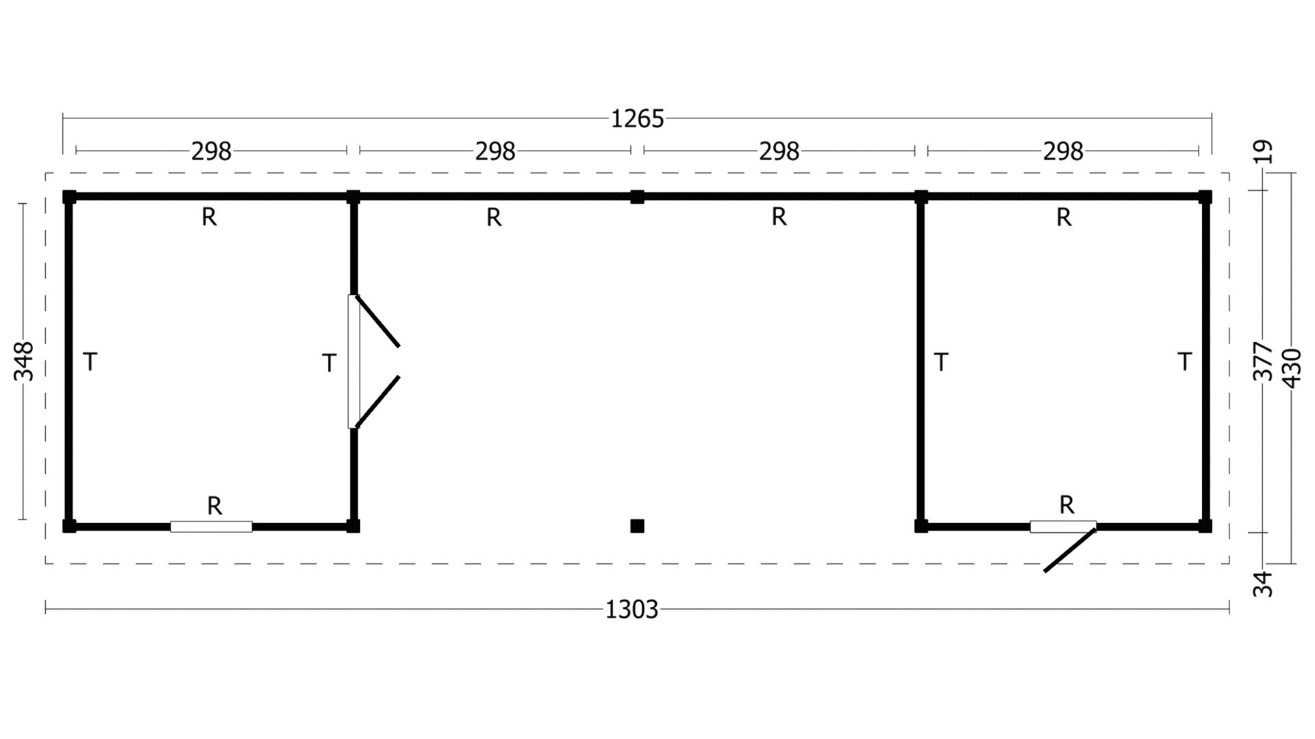 Overkapping Oslo XL type 12 Douglas 1292 x 430 cm - Blanke wanden incl. EPDM