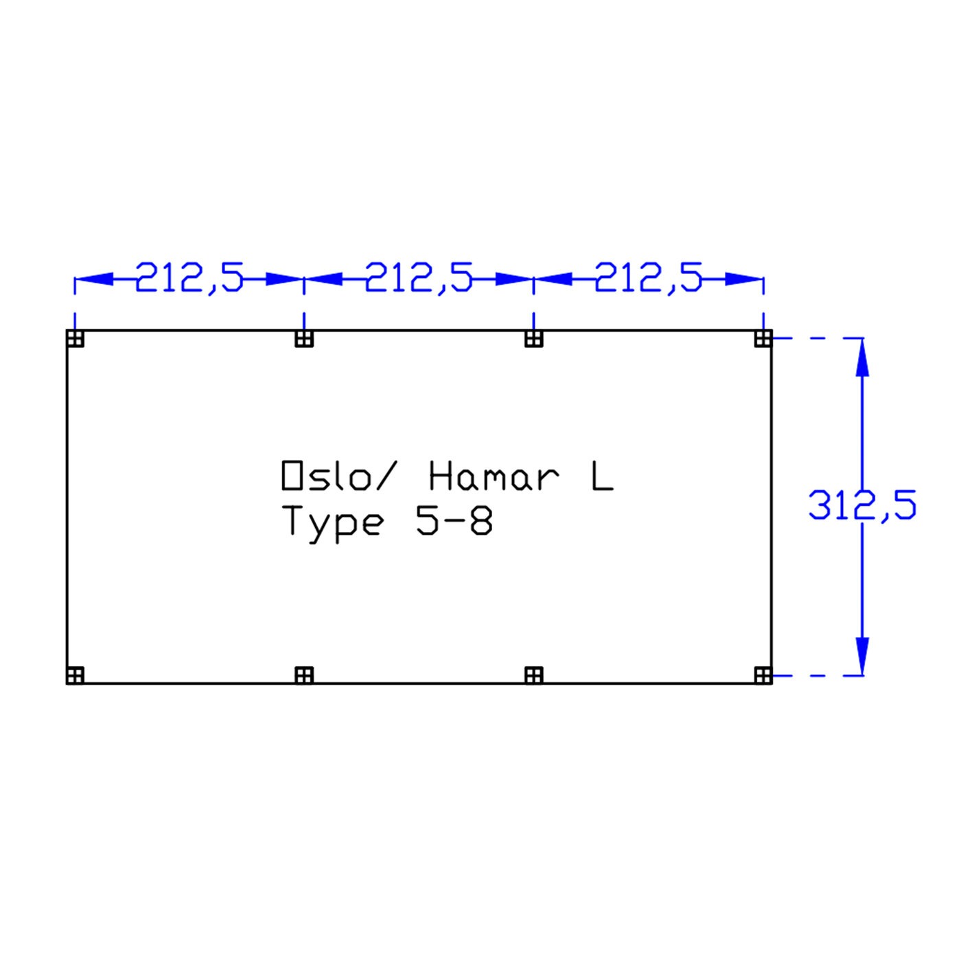 Overkapping Hamar L type 5 Douglas 690 x 395 cm - Blanke uitvoering