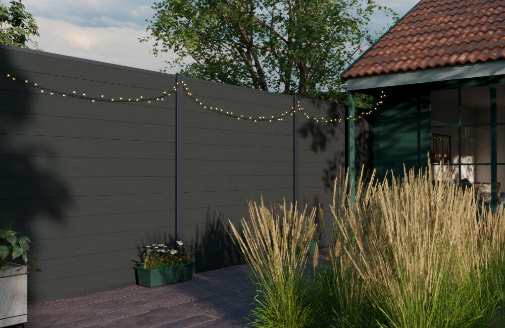 Composietscherm Boston Premium donker grijs 180 x 200 cm