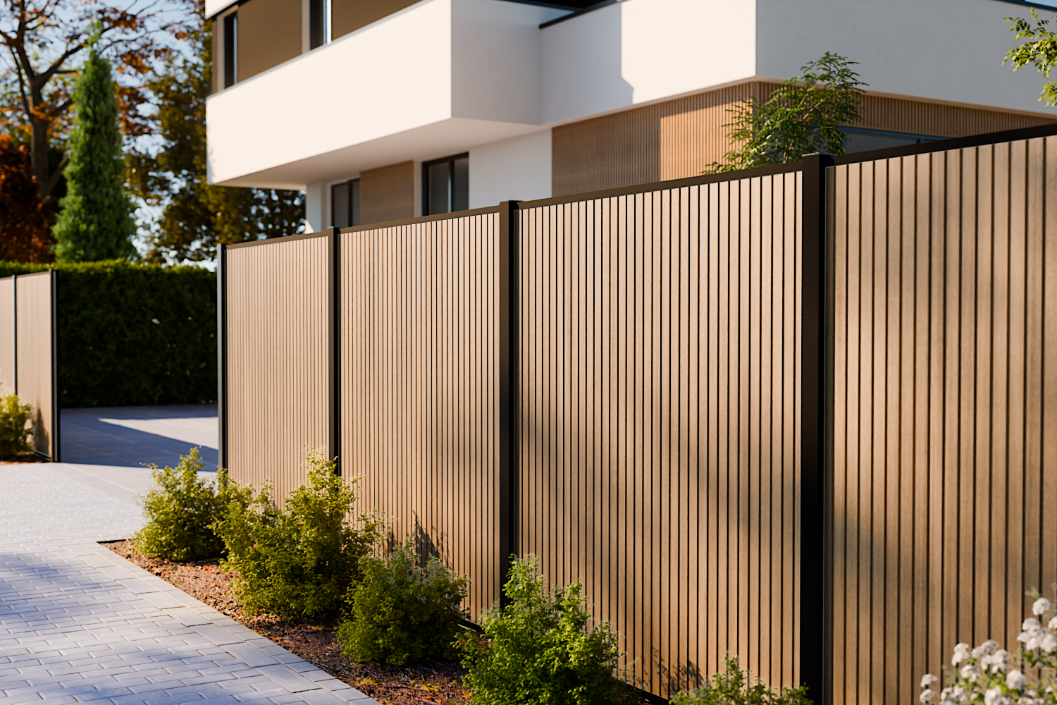 Composietscherm Boston Modern teak 180 x 200 cm