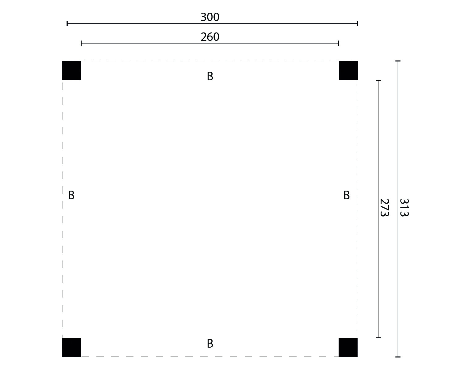 Overkapping Renesse Red Class Wood 300 x 333 cm - DHZ plat dak