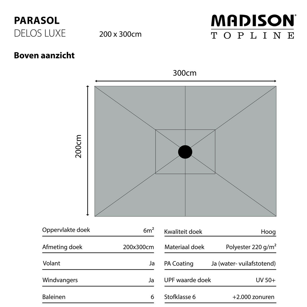 Madison Delos luxe parasol 200x300 cm taupe