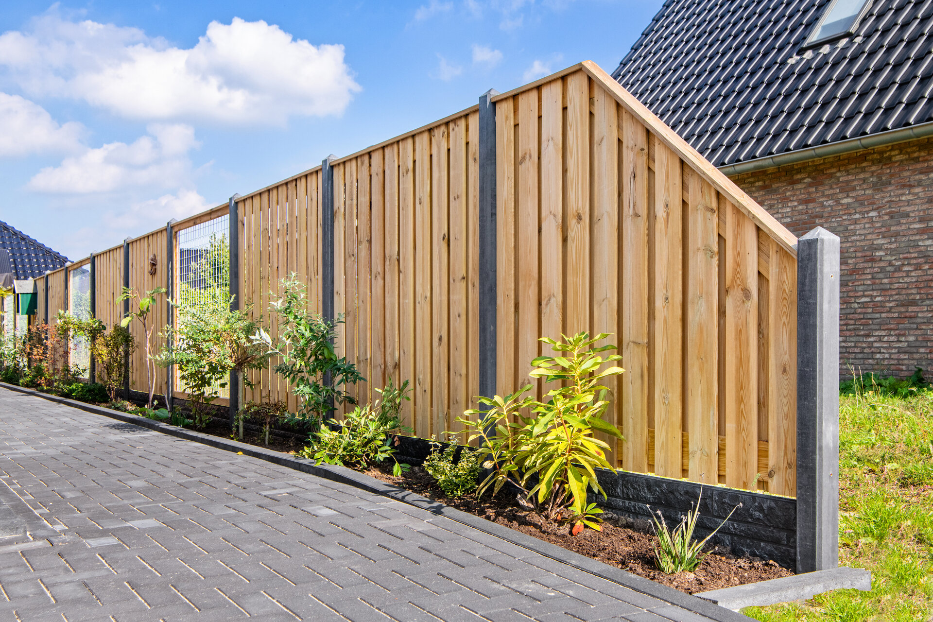 Tuinscherm grenen groen ge&iuml;mpregneerd 21-planks (19 + 2) Enschede 180 x 180 cm