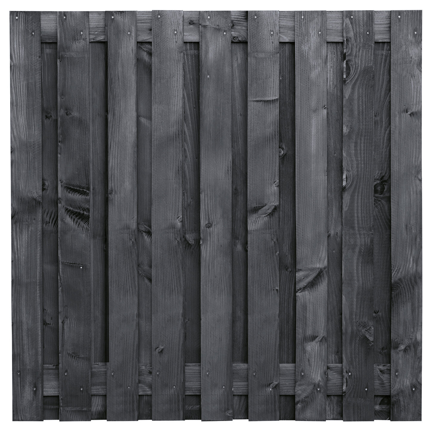 Tuinscherm Douglas zwart ge&iuml;mpregneerd, fijn bezaagd 19-planks (17 + 2) Karin 180 x 180 cm