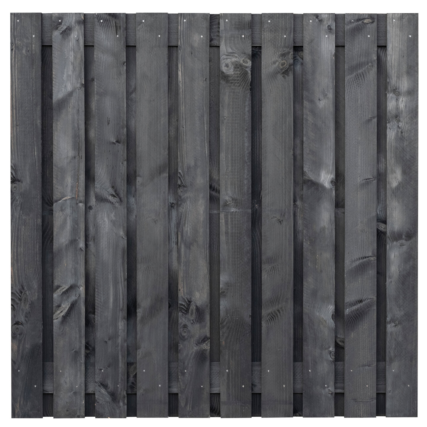 Tuinscherm Douglas zwart ge&iuml;mpregneerd, fijn bezaagd 21-planks (19 + 2) Marlies 180 x 180 cm
