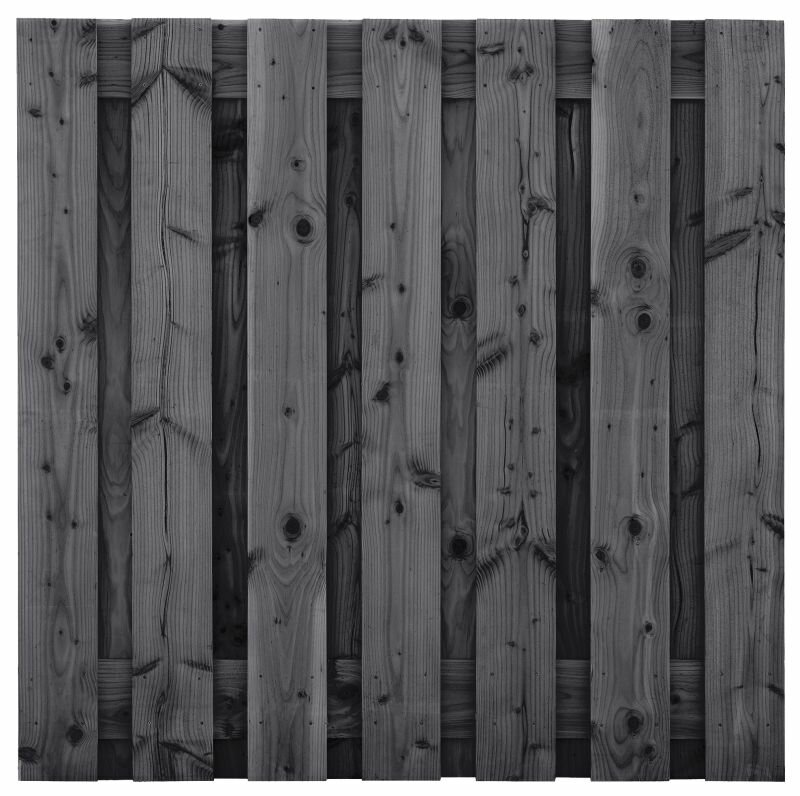 Tuinscherm Douglas zwart ge&iuml;mpregneerd, fijn bezaagd 15-planks (13 + 2) Wolfsburg 180 x 180 cm