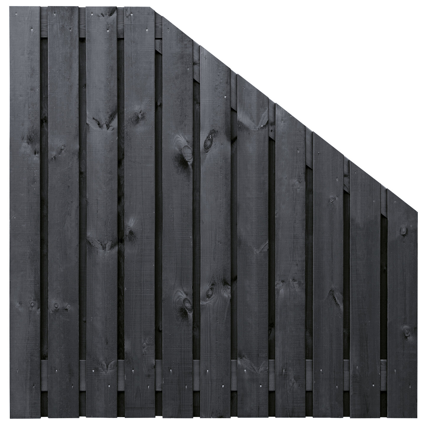 Tuinscherm Vuren zwart gespoten 23-planks (21 + 2) Dresden 180/90 x 180 cm verloop