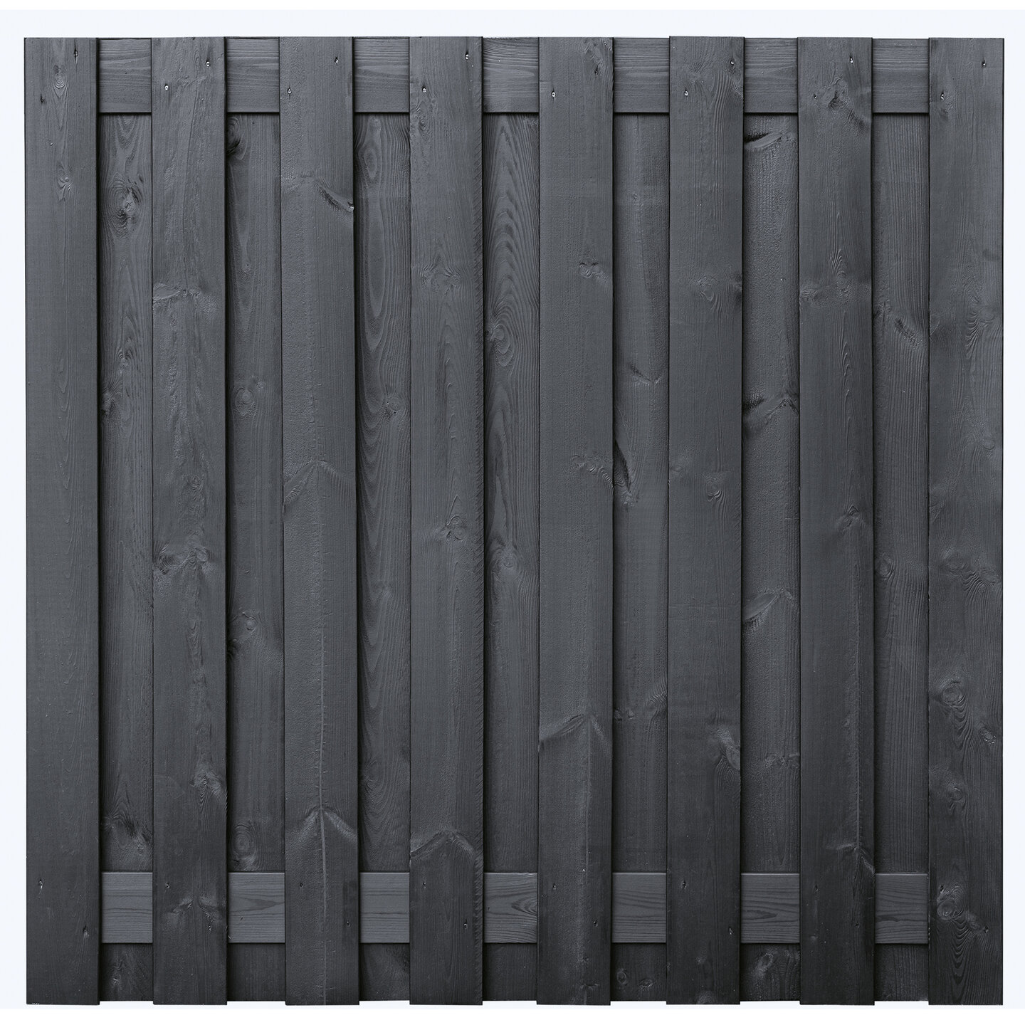 Tuinscherm Vuren zwart gespoten 17-planks (15 + 2) Hamburg 180 x 180 cm
