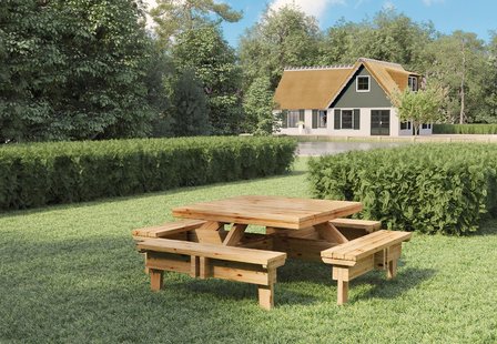 Vierkante Picknicktafel Saint-Tropez 230 x 230 x 70 cm Geïmpregneerd Vuren (8-10 personen)
