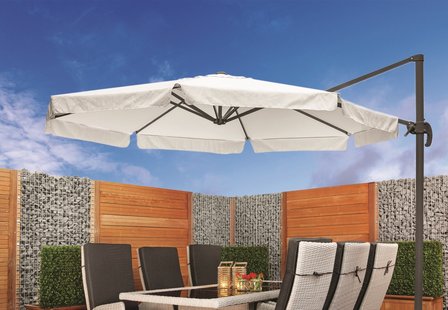 Alfabet Bereid badminton Witte zweefparasol 350 x 350 rond - Countrywood