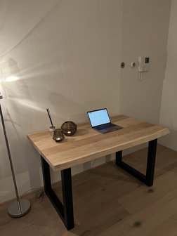 Massief eiken bureau met stalen U-poten 150 x 70 cm - Thuiswerkplek