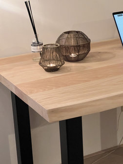 Massief eiken bureau met stalen U-poten 150 x 70 cm - Thuiswerkplek